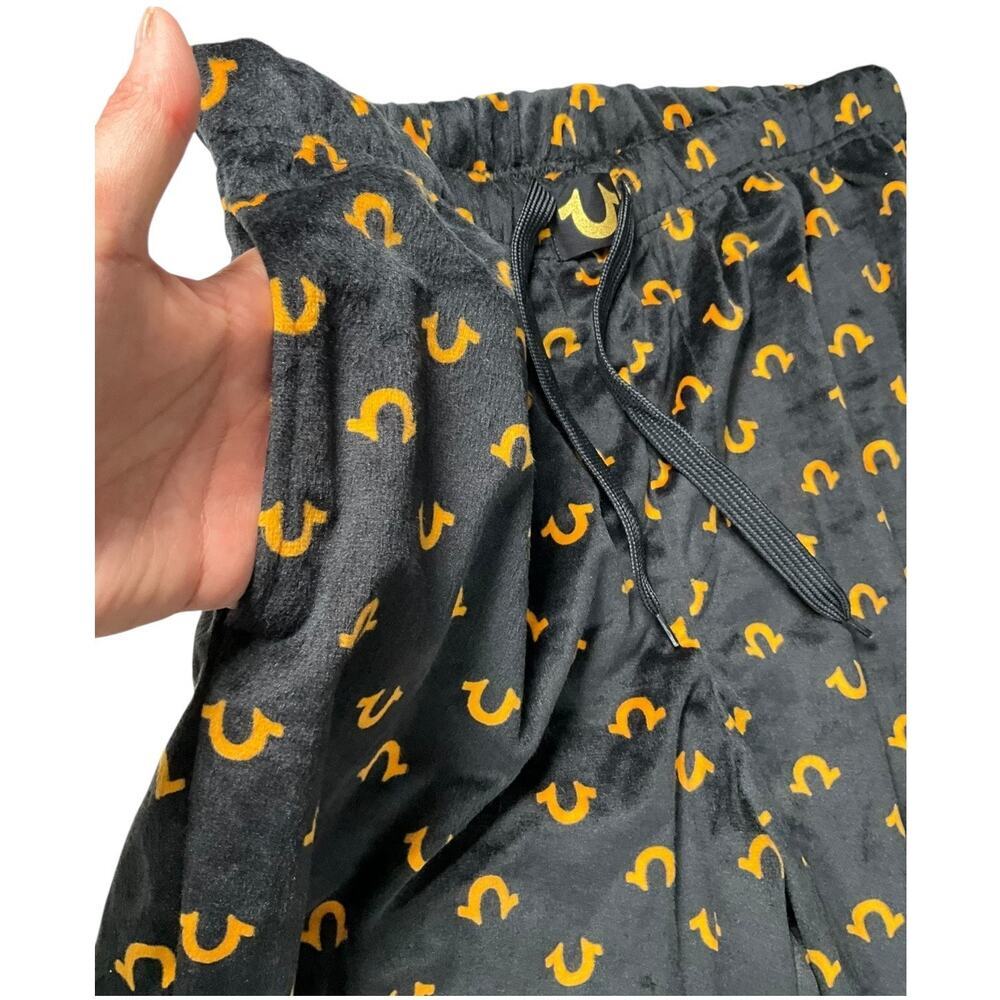 True Religion Men’s Large Lounge Pants Black Logo Print Drawstring Sleep Pants - Picture 4 of 9